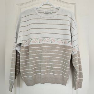 Neutral Floral Romantic Spring Sweater